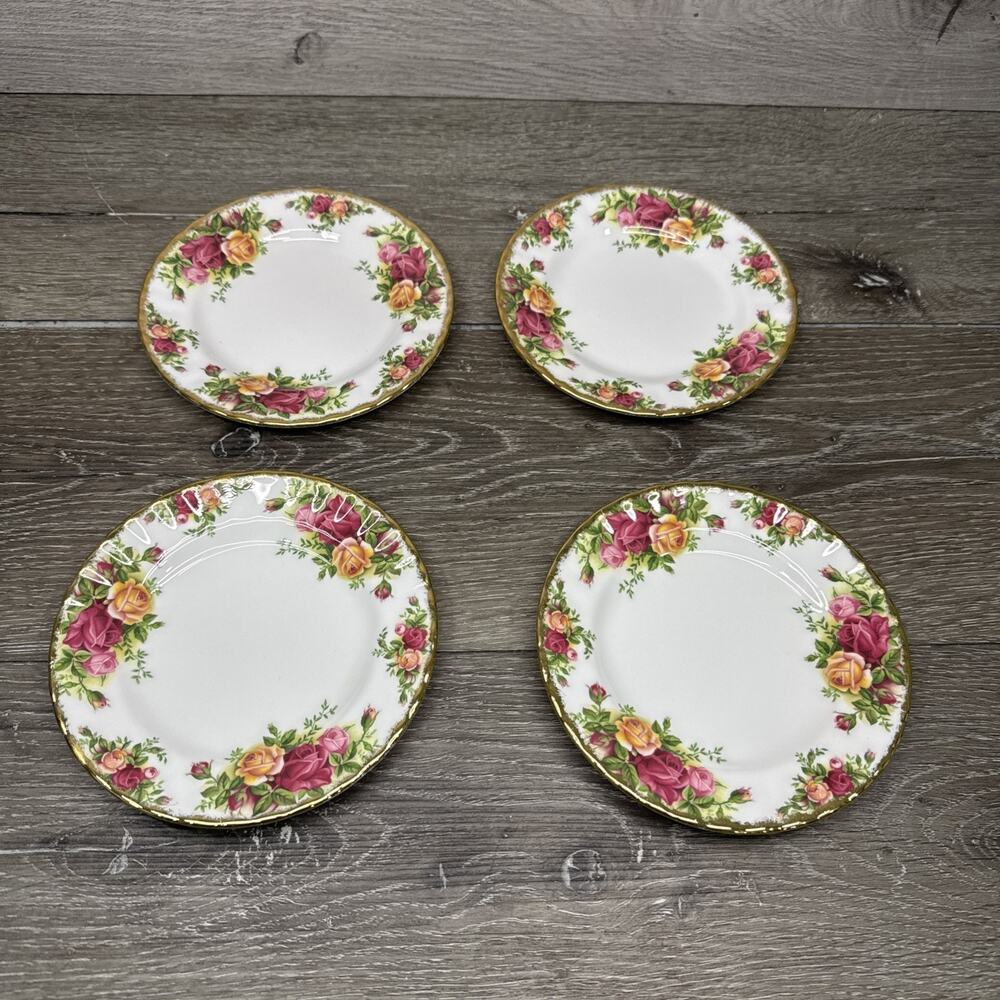 1962 Royal Albert Old Country Roses 6.25" Bread Plates England ~SET of 4